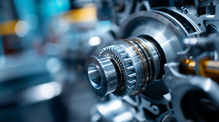Fototapeta premium Detailed close-up view of a high-performance internal combustion engine showcasing intricate mechanical components and advanced engineering for power generation. High-performance