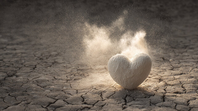 Heart-shaped stone being hit with water spray