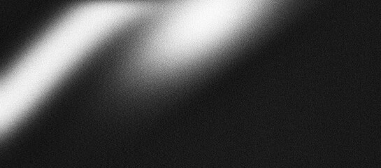 Black and white grainy gradient background noise texture blurred dark header backdrop. © dileepa