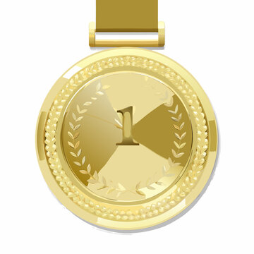 gold medal with number one 3d render on white background