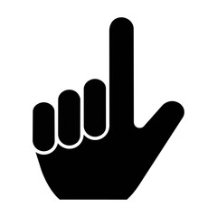 Obraz premium Minimalist hand icon with an extended index finger pointing forward in a simple black silhouette isolated on a white background pointing direction concept