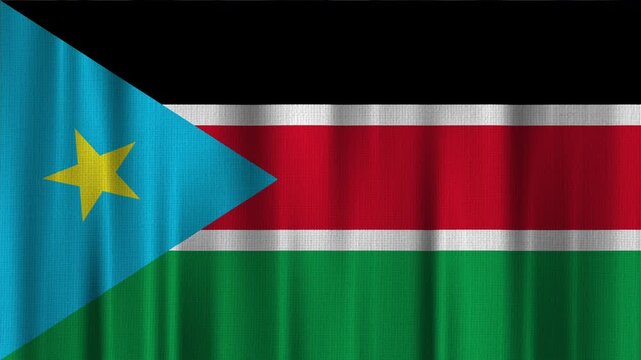 South Sudan Flag Animation With Fabric Texture