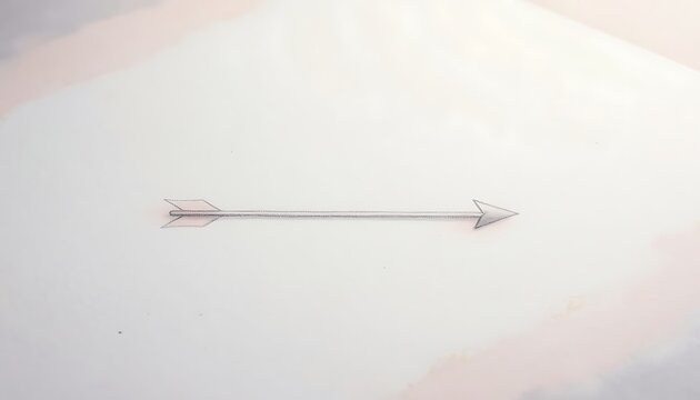 Metallic arrow pointing direction on white background minimalism concept
