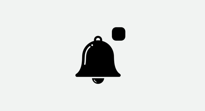 Black Bell Icon With Notification.