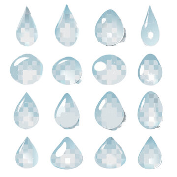 collection of realistic water droplets 3d vector illustration transparent background