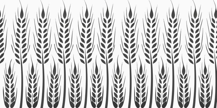 wheat stalk pattern black and white agricultural border design