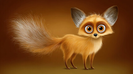 Obraz premium Cute fox with fluffy tail against a warm background