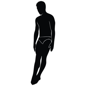 Diver standing at the edge ready to dive silhouette illustration