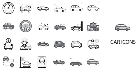 Car simple New concept 24 Grew color icons set .Vector illustration. © bidhan