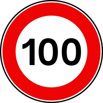 Maximum speed limit 100 kilometers per hour traffic sign, speed limit 100 sign vector