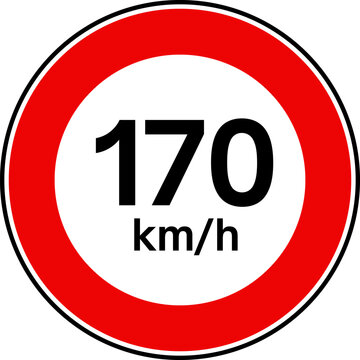 Maximum speed limit 170 kilometers per hour traffic sign, speed limit 170 sign vector