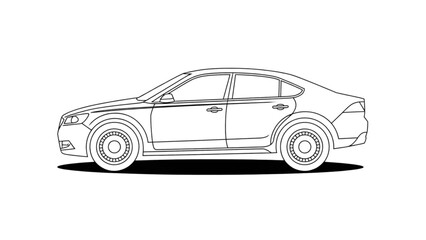 Fototapeta premium Minimalist black and white car icon with racing stripes Vector