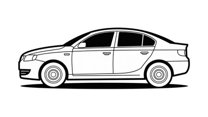 Fototapeta premium Modern sedan car side view illustration in minimalist style Vector