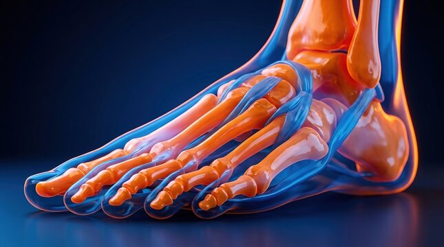 Ultra-Detailed 3D Render of Human Foot Anatomy: Bones, Tendons & Ligaments High-Resolution Medical & Educational Reference