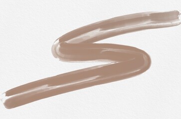 Naklejka premium Abstract Brown Watercolor Brush Stroke with Streaky Palette Knife Texture and Soft Organic Flow On White Paper
