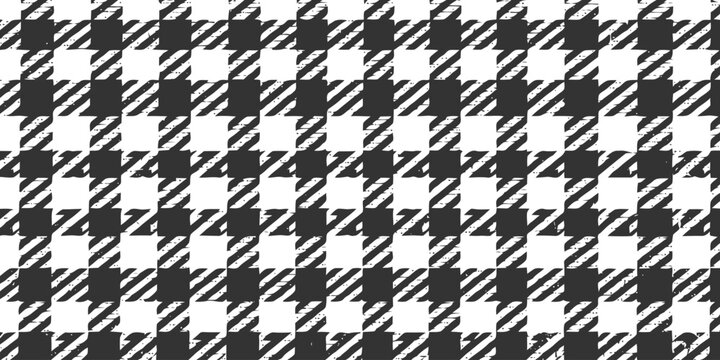 Distressed black and white houndstooth pattern with grunge texture effect for vintage fashion design textile print and retro aesthetic background in high resolution