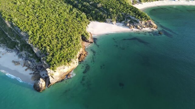 drone shots of arrabida praia dos galapinhos e praia dos coelhos