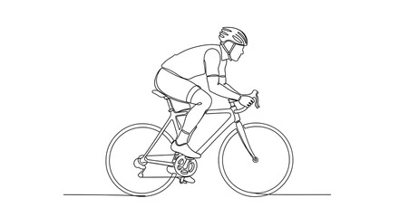 Fototapeta premium Cyclist riding bicycle with helmet and sportswear on road bike transparent background
