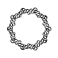 Obraz premium Oval knot ribbon design within circle frame with knit. Rectangle border and rope for western theme thread and nautical. Elements like horizontal boat outline through wave ornament.