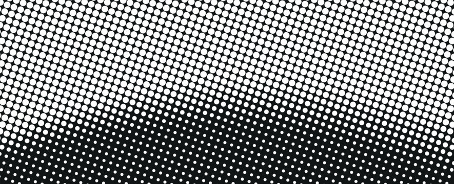 Halftone border website. Drop separator effect. Wave black gradient dot divider. Pixel graphic frame. Vector half tone. eps 10