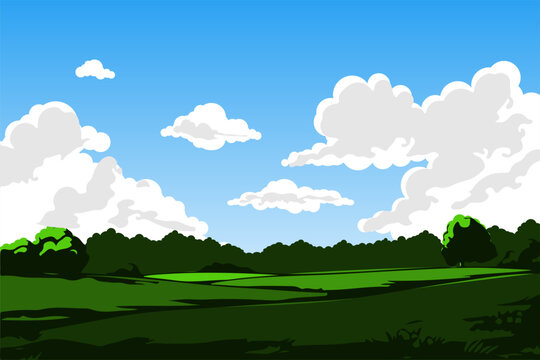 landscape with blue sky and clouds