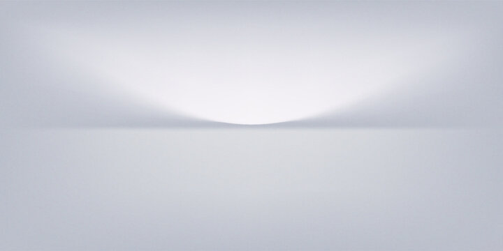 White grey studio room. Limbo light background. Abstract 3d gradient backdrop for product presentation. Minimal wall scene spotlight. Showcase, promotion display.