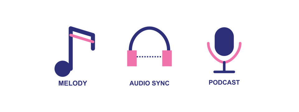 Music melody audio sync podcast icons