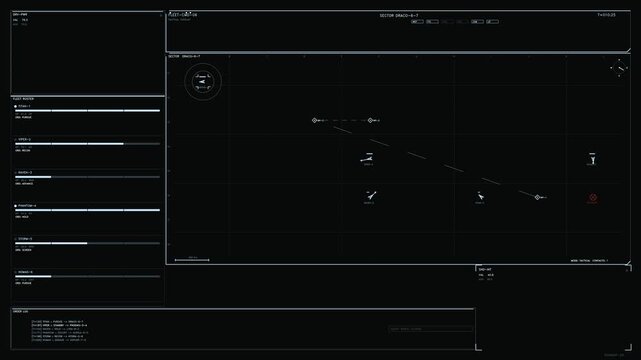 Sci-fi Tactical Fleet Command Interface with Sector Map Roster and Data Telemetry Readouts