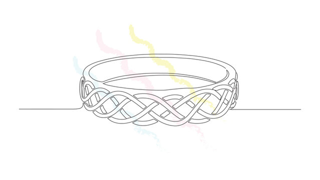 Continuous one line drawing of a beautiful ornamental celtic wedding ring for any product design, print, and wall art.