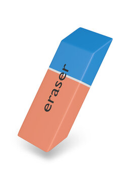 Pencil and ink eraser isolated on white background. 3D illustration.