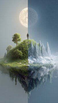 Identity shift concept with personal evolution and self development.