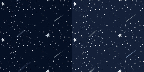 starry night sky pattern with shooting stars dark blue background © KumariKamona