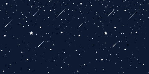 starry night sky with shooting stars dark blue background © KumariKamona