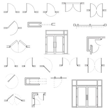 Architectural Door Symbols and CAD Floor Plan Door Details for Drafting and Design