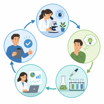 Scientific method steps circular flow diagram