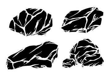 Set of decorative stone silhouettes and stamps. Vector graphics. © Катерина Якубович
