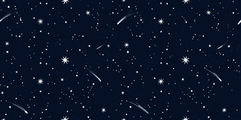 starry night sky with shooting stars dark blue background © Smritykona