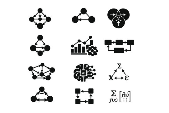 Simple symbol generation isolated set diagram image dependency scm causal icon structure
