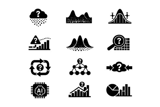 Maps image analytics predictive estimation simple equally generation uncertainty chart icon vector