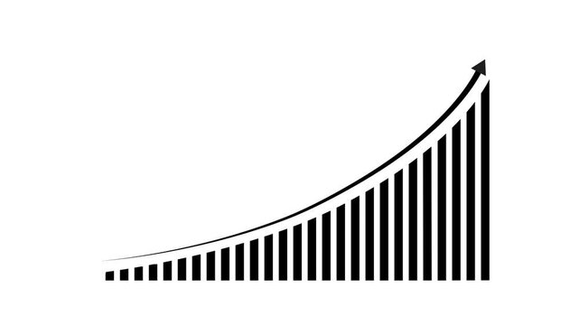 Business growth concept in graph chart showing marketing sales profit increasing to future target. business graph success Statistics bars columns growth animation arrow on white background.