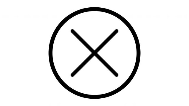 Animated x mark inside circle, minimalist ui interface for digital cross animation