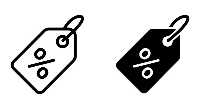 Discount, price tag, sale, icon set, black and white