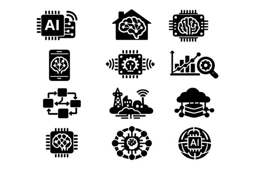 Technology icon image simple arrows inference vector symbol generation systems no grid