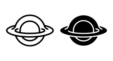 Saturn planet icons, black and white, vector graphics, astronomy symbols © ZARA