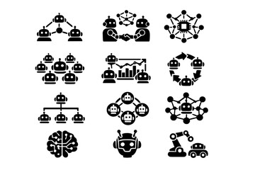 Obraz premium Automation generation vector distributed simple image arrows equally per intelligence icon uniform