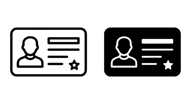 ID Card, Identification Badge, User Profile Icons, Vector Set
