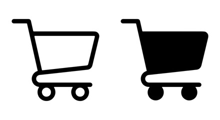 Shopping cart icons, black, simple, vector graphics, e-commerce symbols © KHAN