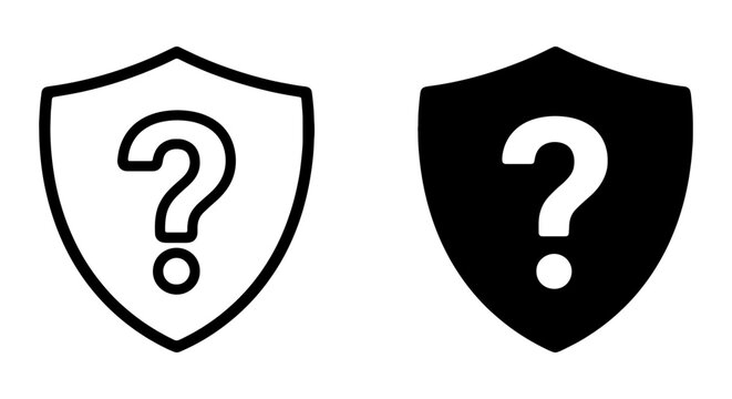 Shield icons, question mark symbols, security signs, protection concept, vector graphics