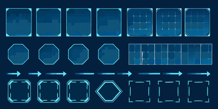 futuristic user interface elements sci fi hud kit on dark background