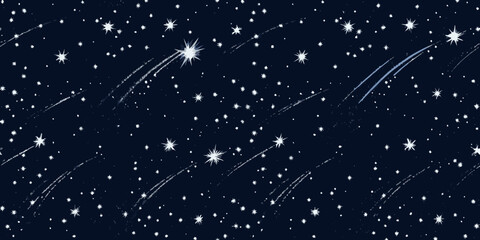 starry night sky illustration with shooting stars and bright constellations © Anik